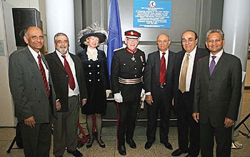 The leading Ugandan British Asians also seen from L to R: Mr. John D'souza from Madhvani Group, Mr. Anil Visram, The High Sheriff; Her Majesty's Lord Lieutenant, Mr. Hasu Manek, Praful Patel.